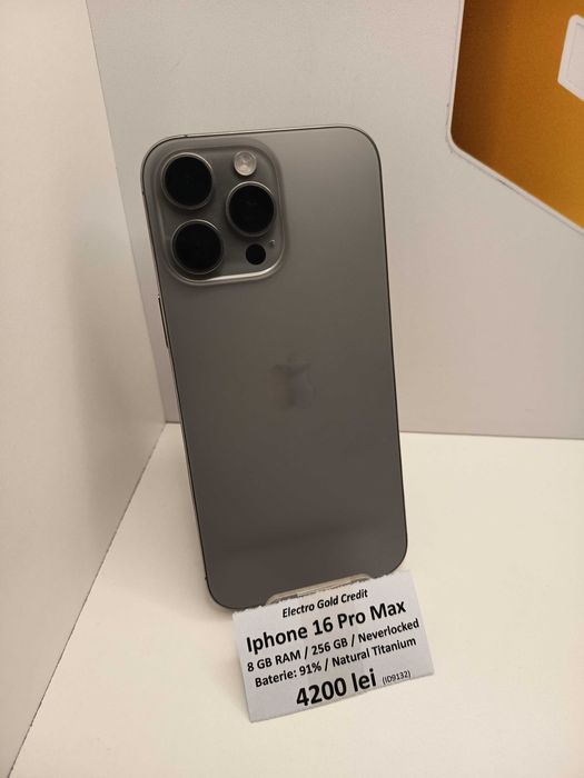 Iphone 16 Pro Max 256GB Neverlocked/Natural Titanium/Baterie 91%
