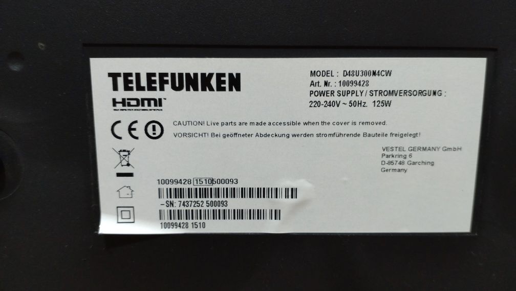 Televizor led Smart 4K ultra HD Telefunken 122 cm WiFi