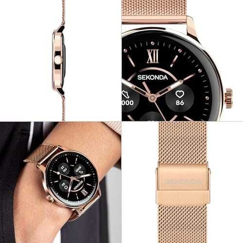 Нов Смарт часовник Sekonda Flex Plus 42мм Розово Злато I68 iOS Android