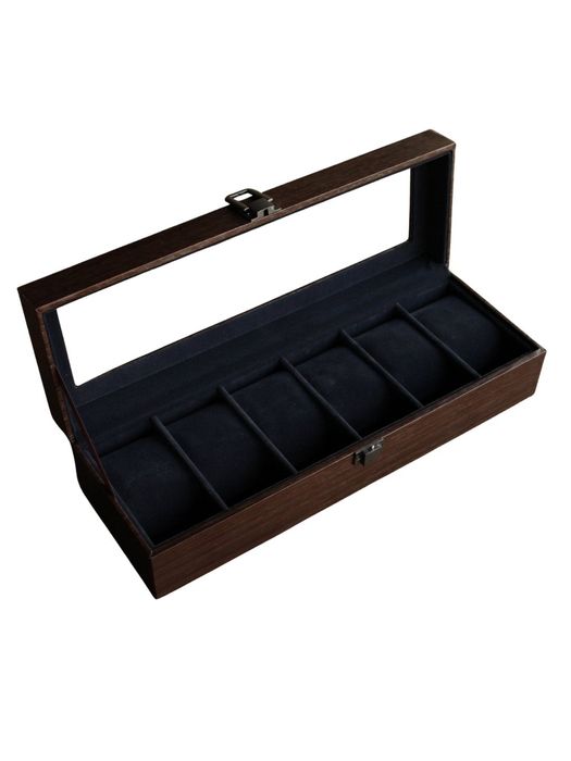 Элегантная шкатулка на 6 часов, с прозрачной крышкой дерево бархат