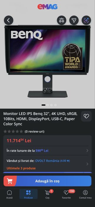 BenQ SW321C Monitor 32" 4K IPS Fotografi Productivitate Designeri