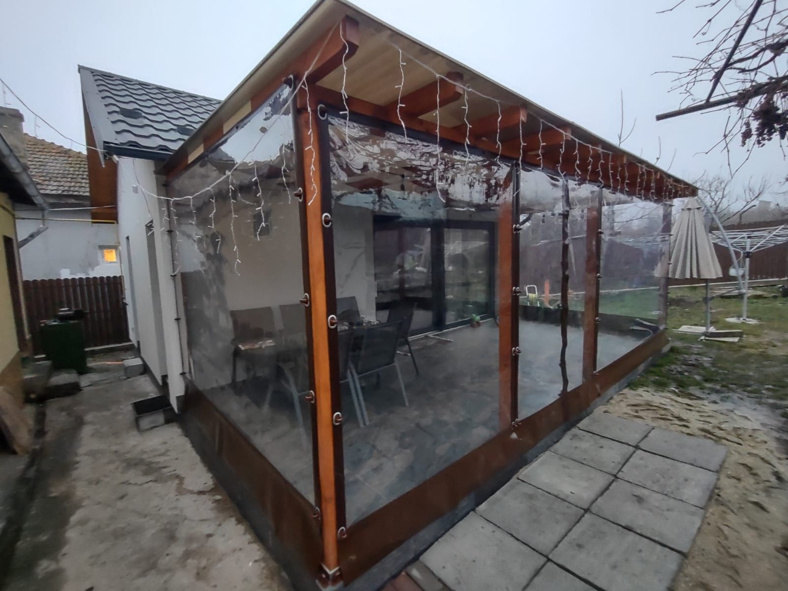 Folie PVC transparenta pentru închidere terase și foișoare, terasa