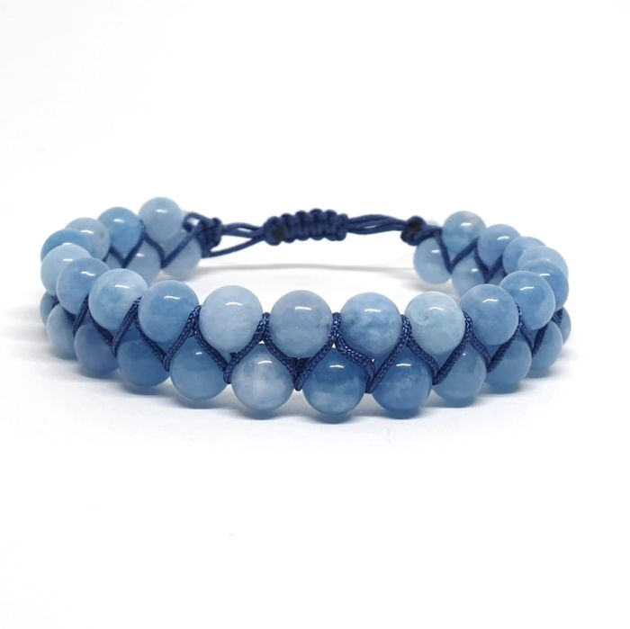 Bratara Shambala din acvamarin