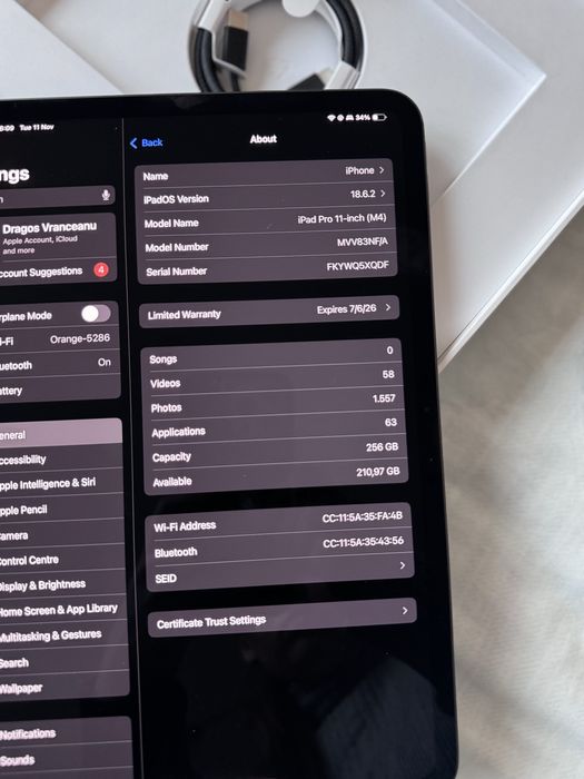 Ipad Pro 11 M4/ 2024 / Wifi /256gb