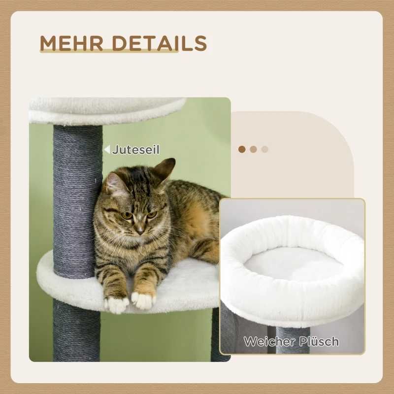 Дърво за котки PawHut с 1 котешка пещера, 1 котешко легло, 2 платформи