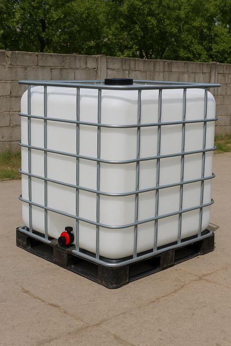 Цистерна 1000 литра на метално пале – използвана за вода