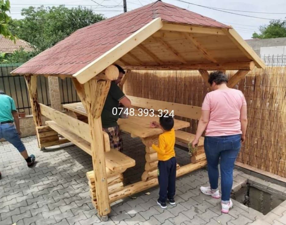 Foisor pavilion  rustic  lemn rotund