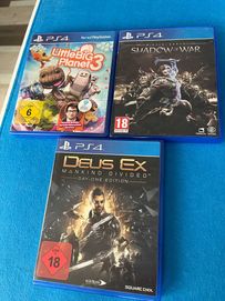 Middle-earth Shadow of War, Deus Ex, Little Big Planet 3 PS4