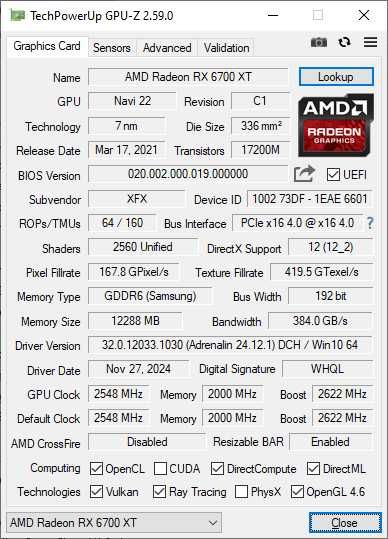 XFX AMD Radeon RX 6700 XT 12Gb