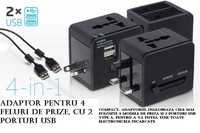 Adaptor priza universal,Incarcator ,2 porturi USB, EU/UK/AU/USA/JP/UAE