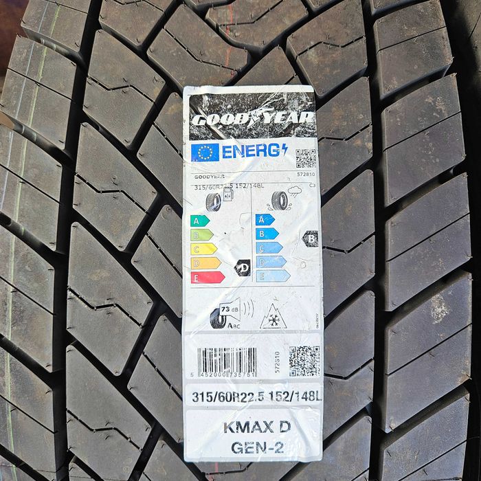 4 Нови тежкотоварни гуми 315/60R22.5 Goodyear KMax D Gen-2 DOT2025