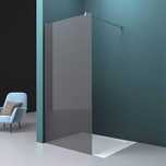 Perete dus Walk In 140x200 cm, Sticla securizata 10 mm, Grafit, suport