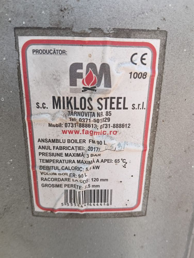 Boiler pe lemne de 90 L