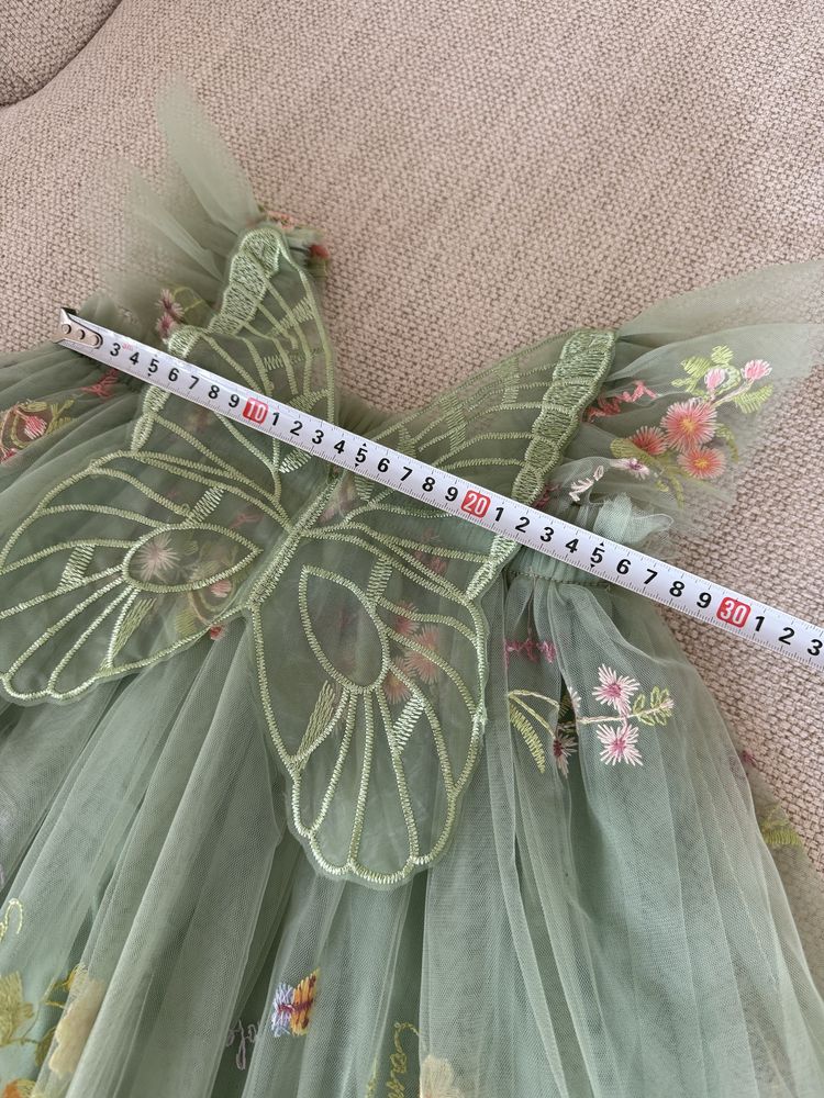 Rochie cu tulle si broderie verde fetițe