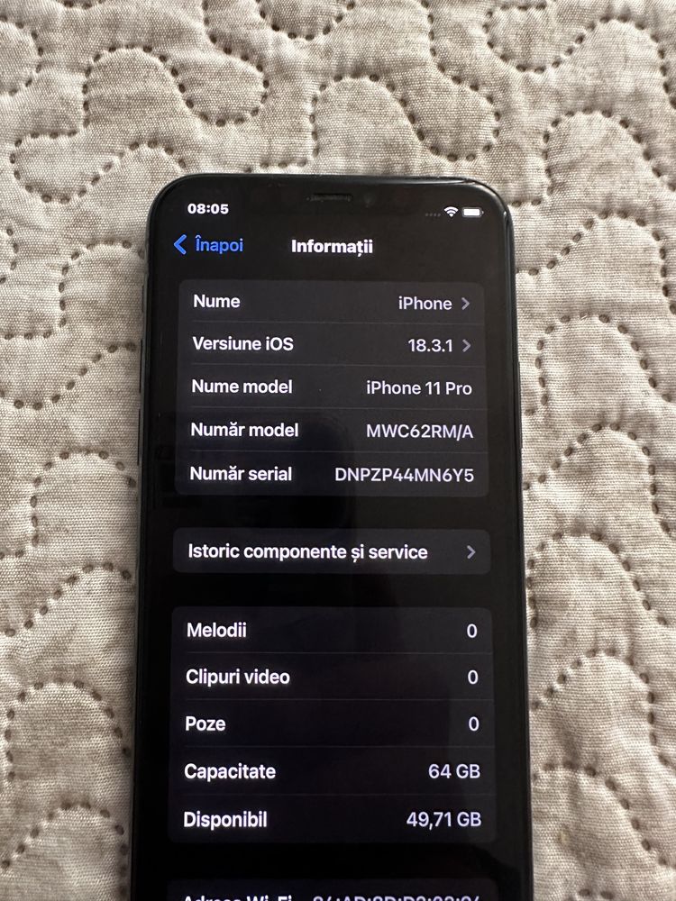 iPhone 11 Pro 64GB Funcțional,sticlă spate spartă