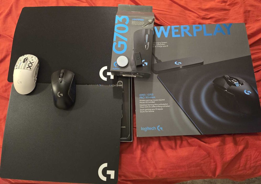 Logitech G Pro X Superlight alb + G703 negru + PowerPlay