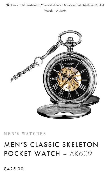 Ceas de buzunar clasic schelet | Akribos XXIV AK609 - Eleganță