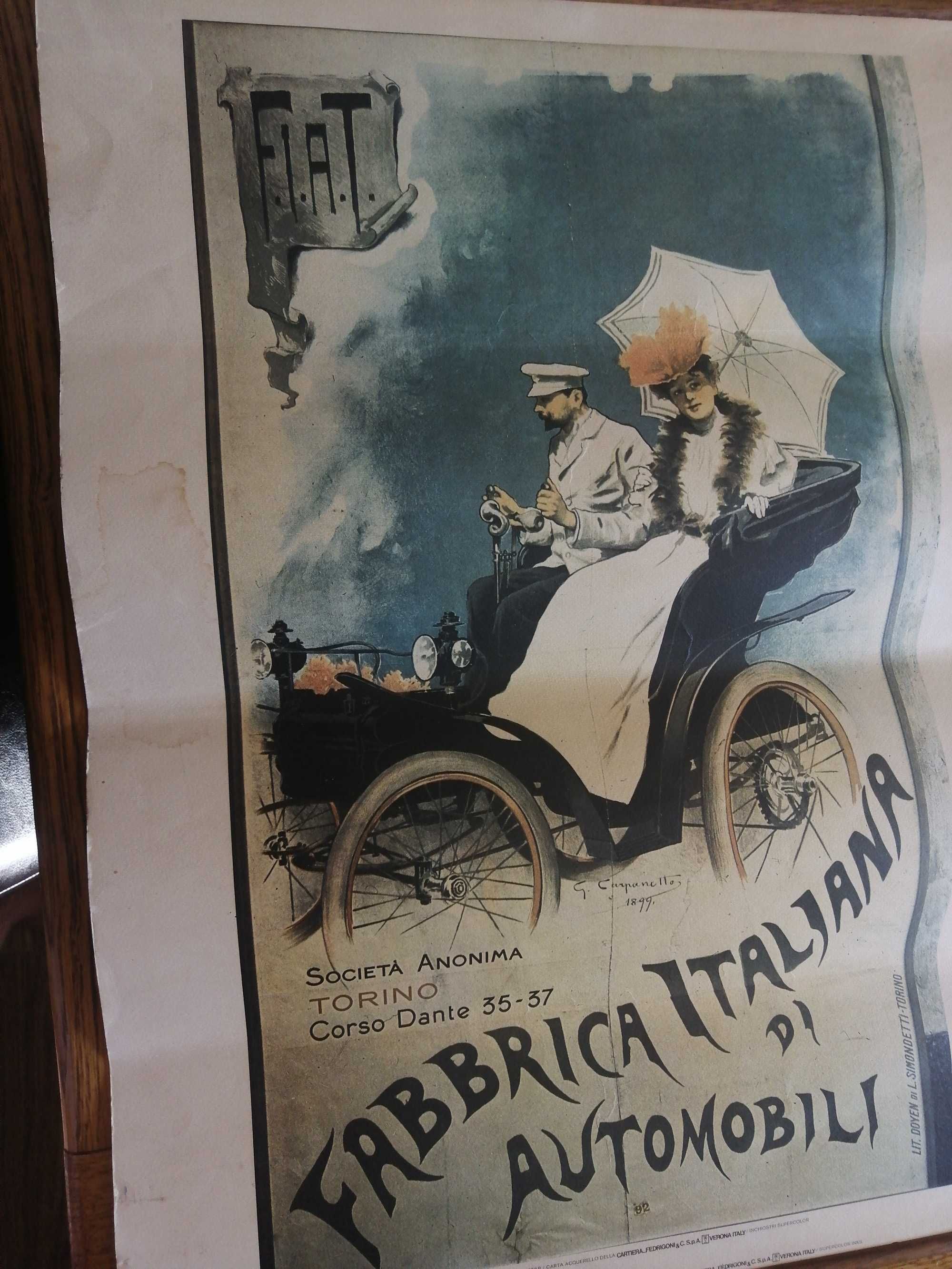 Reclama din hârtie, Fiat din 92,copie după prima reclama Fiat din 1899