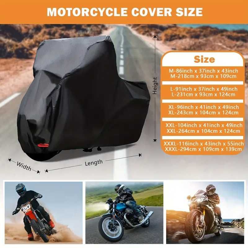 Prelata moto husa motocicleta neagra XL puf interior 230x125x95cm