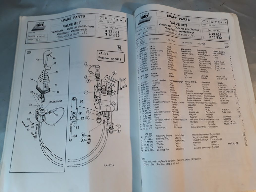 Carte set valve pt încărcător frontal tractor Alo manual instrucțiuni
