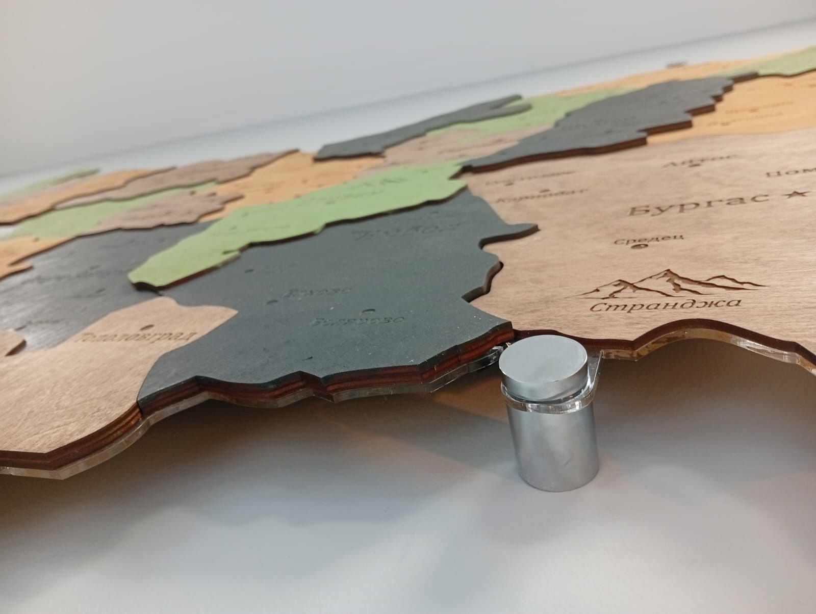 3D Дървена Карта на България с Подсветка