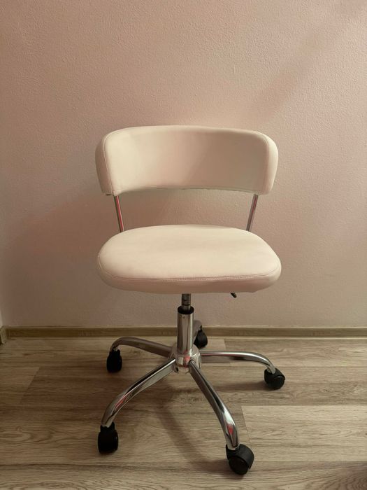 Scaun birou imitație piele albă