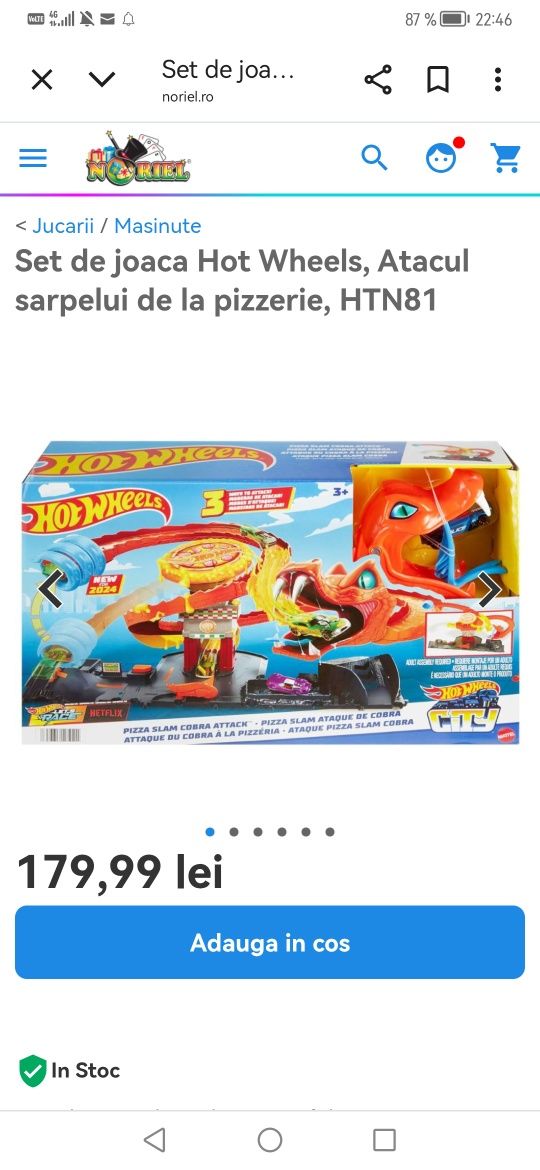 Pistă HotWheels atacul șarpelui la pizzerie