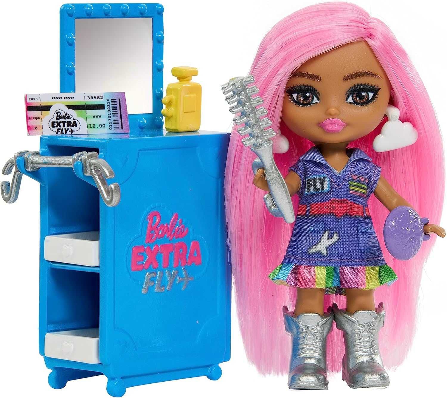 Самолет на Барби с кукла Barbie Extra Mini Minis с много аксесоари