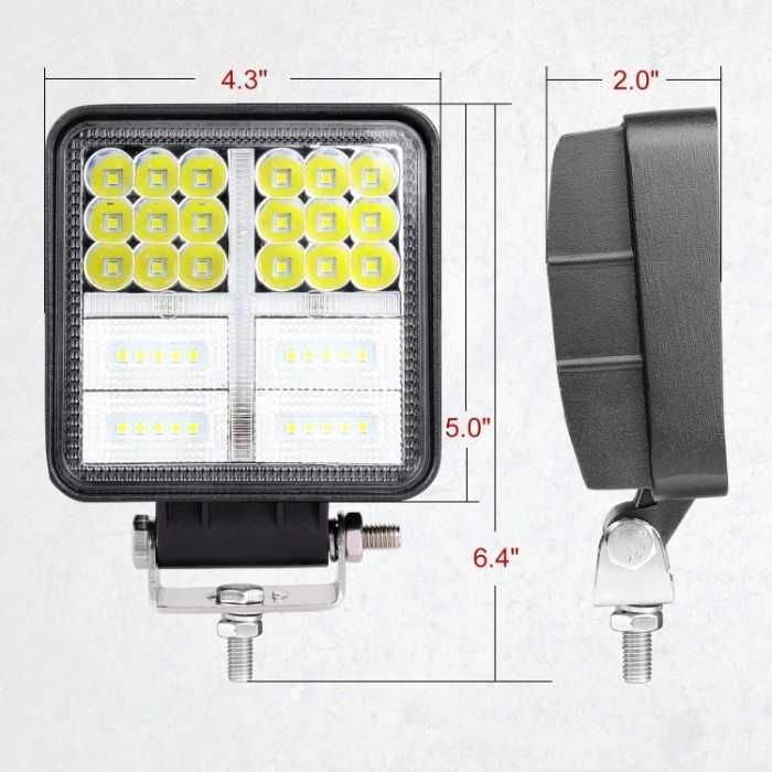 162W LED Диоден Фар Работна Лампа Халоген Бяла/Бяло-Жълта Светлина