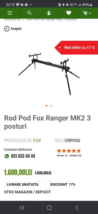 Lansete Sportex. Rodpod/Avertizori FOX. Mulinete DAIWA
