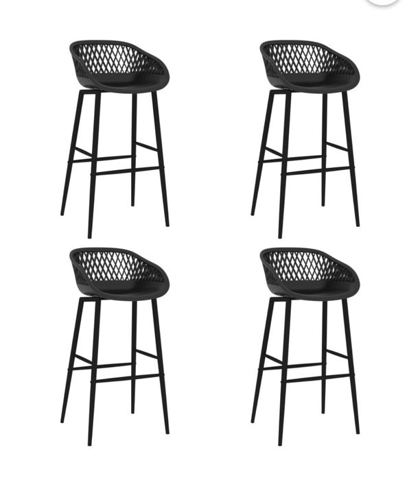 4 Scaune de pub , bar negre aspect de plasa, noi