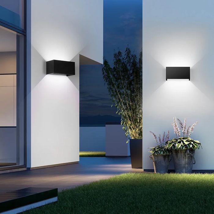 Комплект от 4×24 W LED стенни лампи за вътрешна/външна употреба, черни