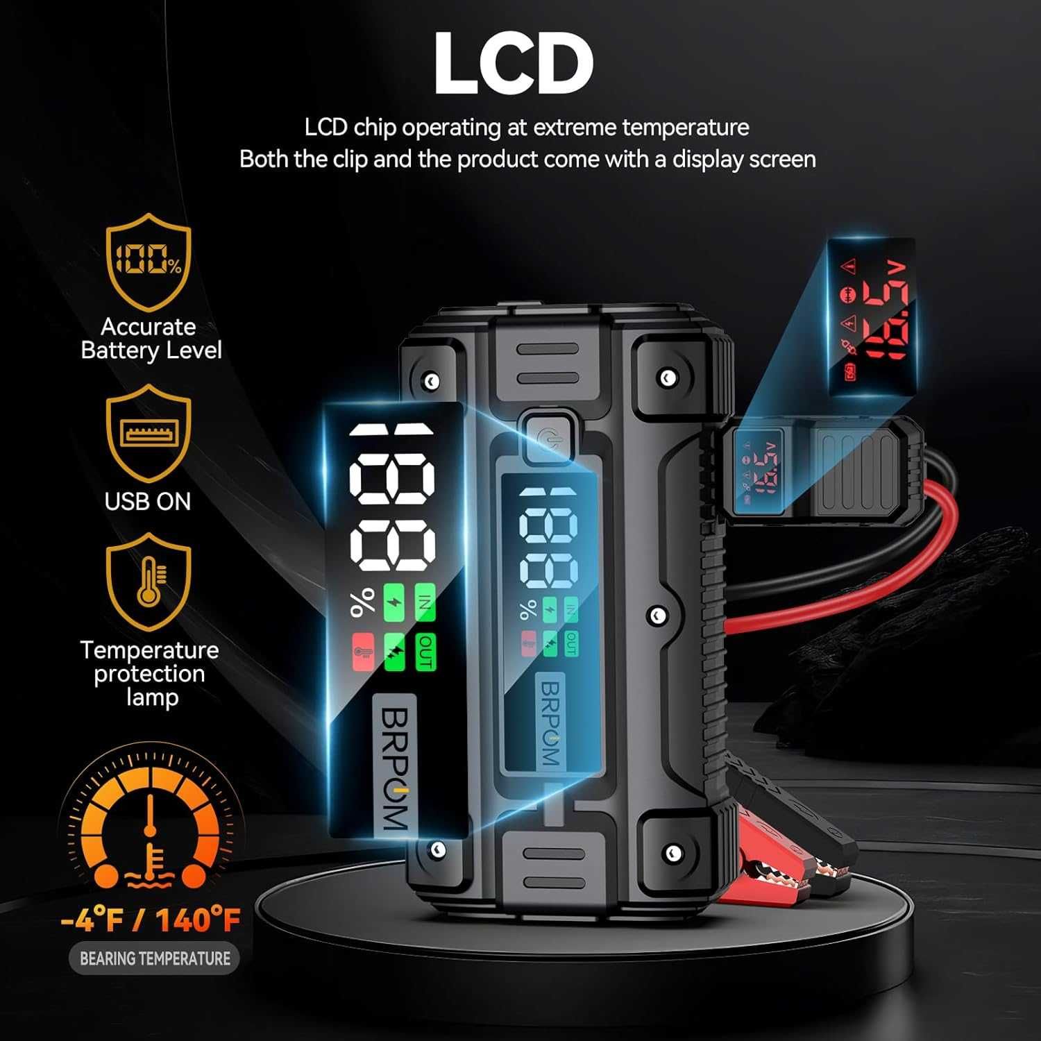 Джъмп стартер 7000A / 26800mAh ( бензин / дизел ) 12V бързо зарядно...