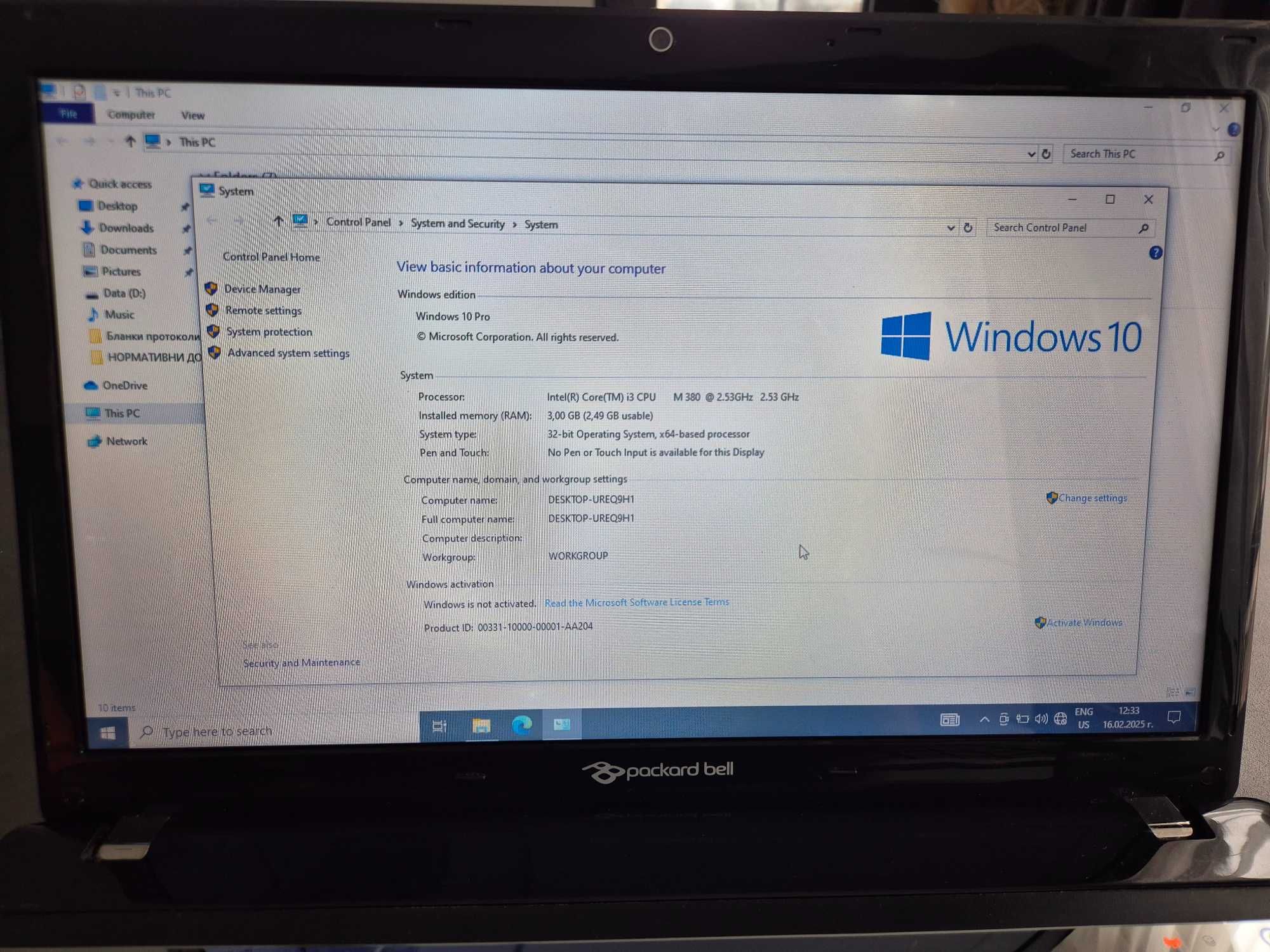 Лаптоп Packard Bell, Intel core i3-M380, NVIDIA GT420M, 3 GB RAM