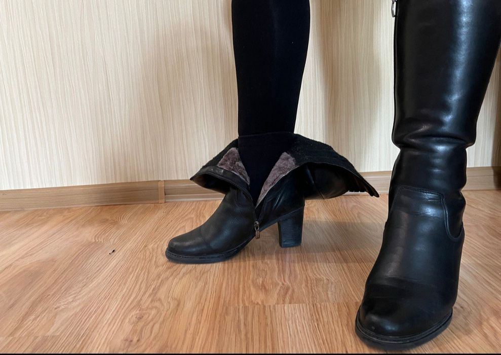 Зимние кожанные сапоги