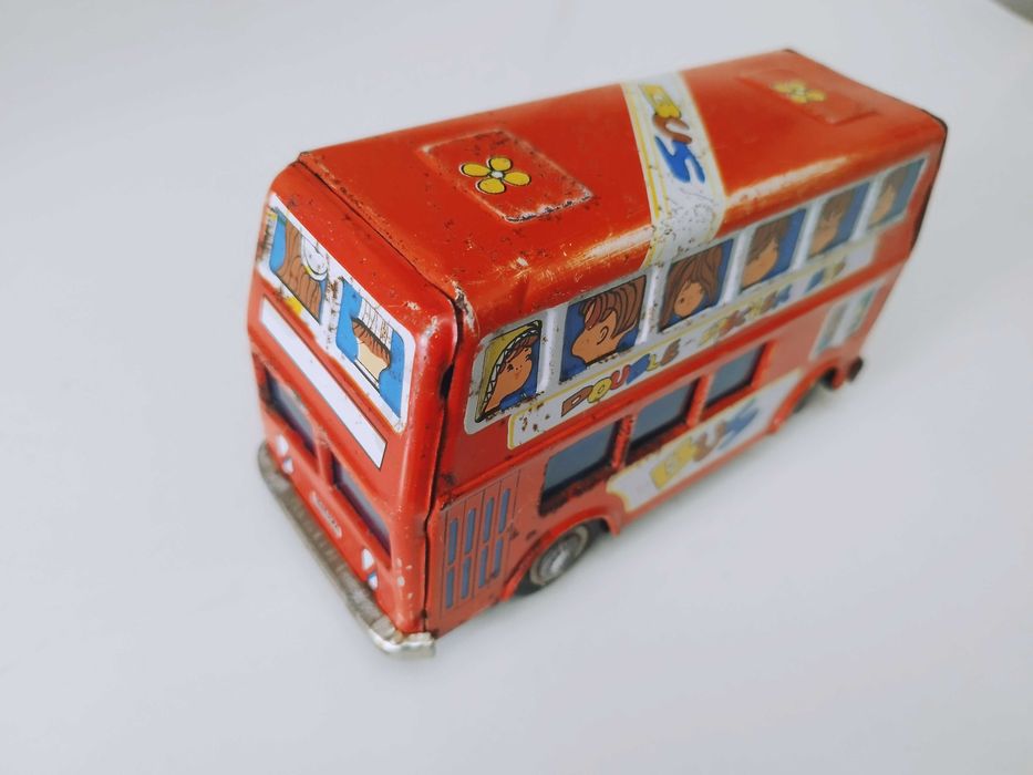 Jucarie veche tabla autobuz cu etaj Leyland London,  MF 291 CN, 1/24
