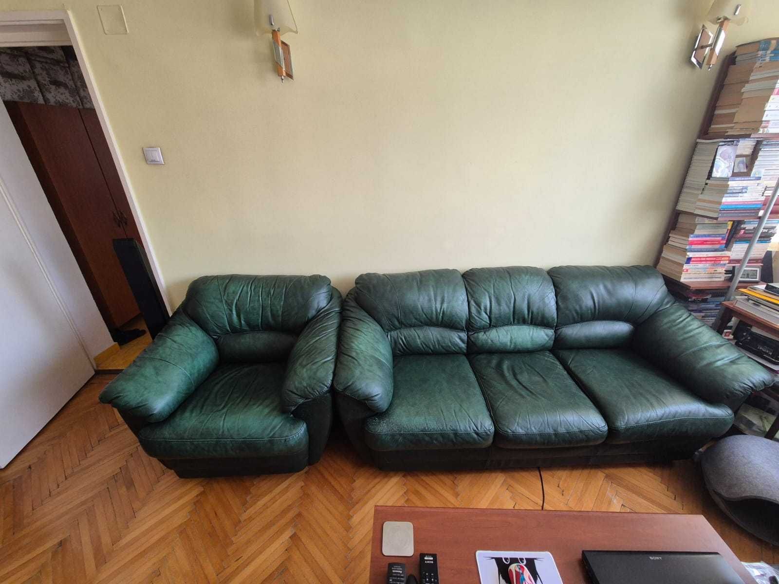 Canapea de piele si fotoliu