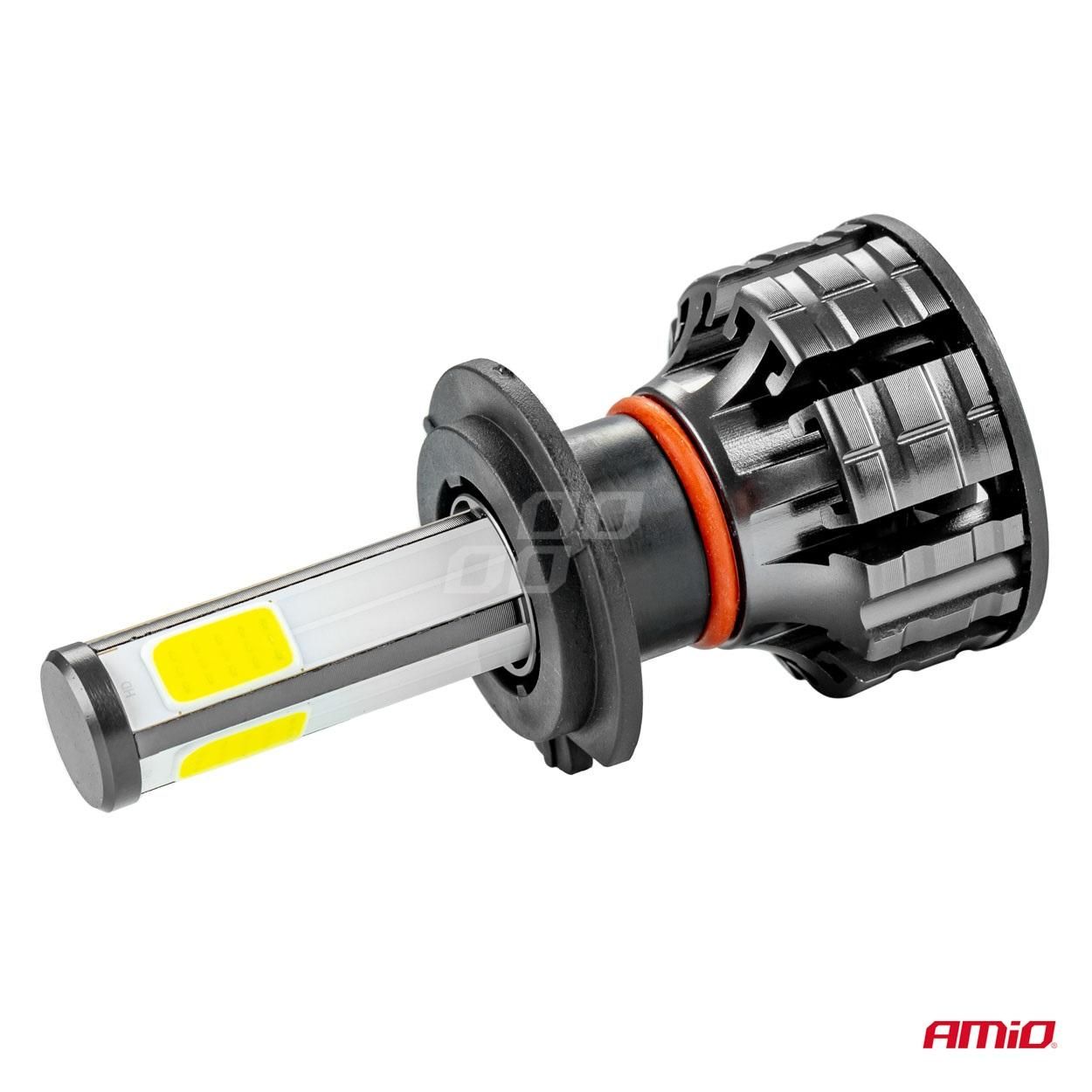 Led крушки за кола 2броя cob h7 серия 6500k amio-02844