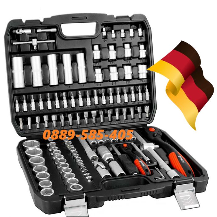 Качествено НЕМСКО гедоре 108 части в куфар гидоре инструменти