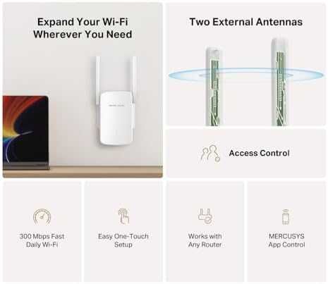 Нов WiFi усилвател Mercusys ME12 300 Mbps с външни антени разширител