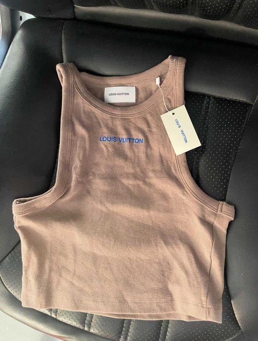 кафяв топ ЛВ рипс кроп къс потник louis vuitton летен
