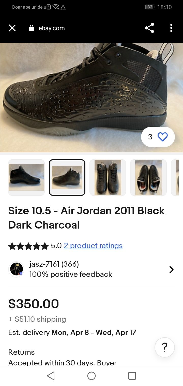 Nike air Jordan Black Dark Charcoal adidasi masura 47.5 31cm
