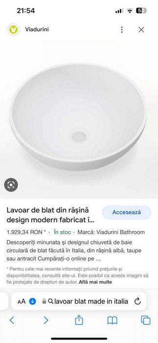 Chiuveta/lavoar NOU Made in Italy albe și negre la sfert de pret