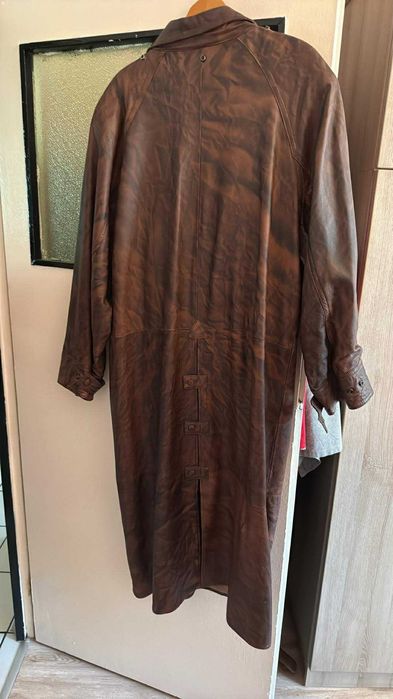 Мъжко дълго кожено яке от естествена кожа