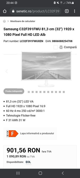 Monitor Samsung curbat