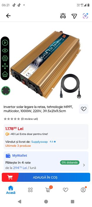 Invertor auto solar 1000w