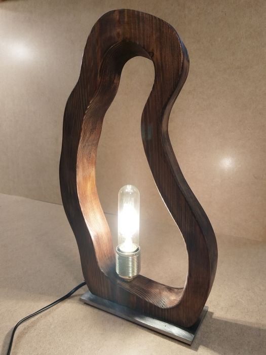 Decoratiune corp iluminat lemn masiv/otel masiv