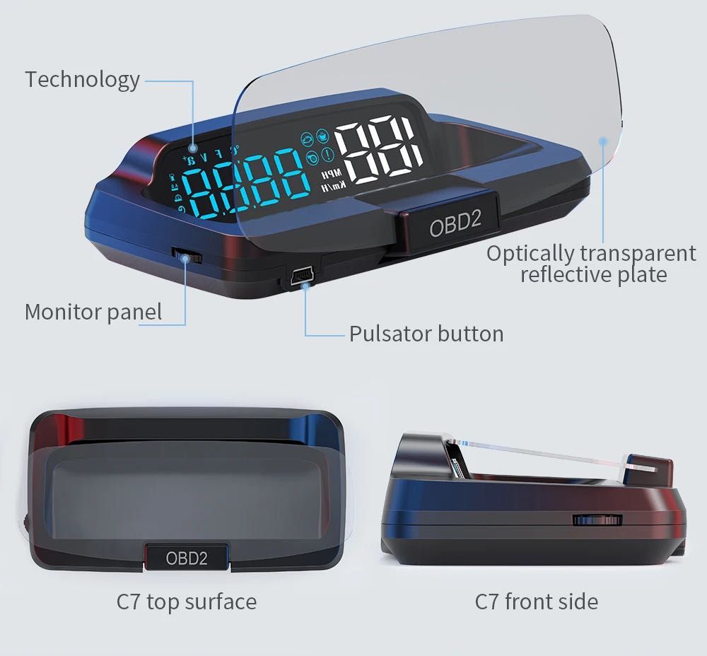 Car OBD HUD Head Up Display Speedometer