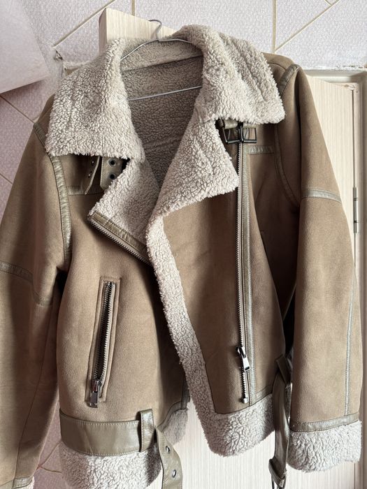 Тёплая дублёнка-авиатор