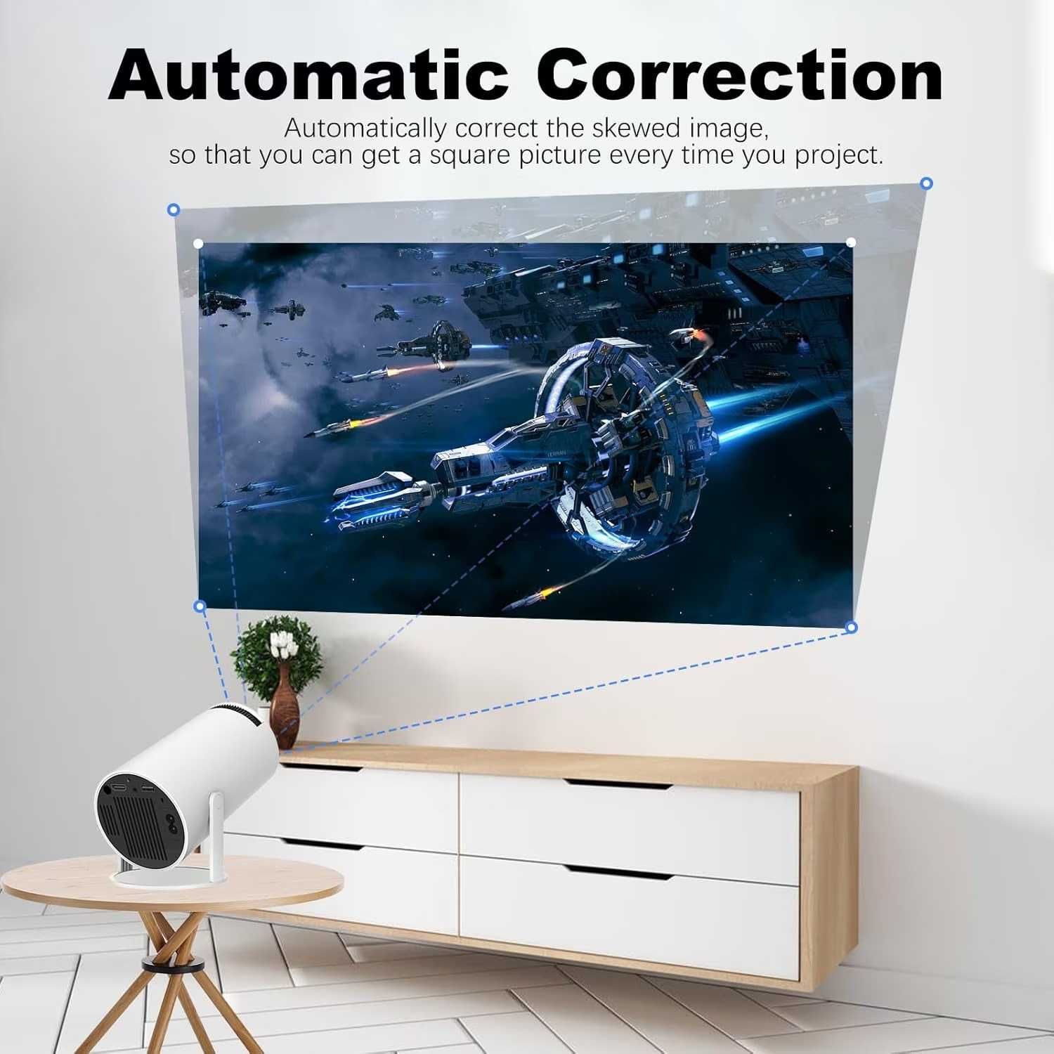 Преносим смарт видео проектор, 4K Ultra HD поддръжка, WiFi, Bluetooth